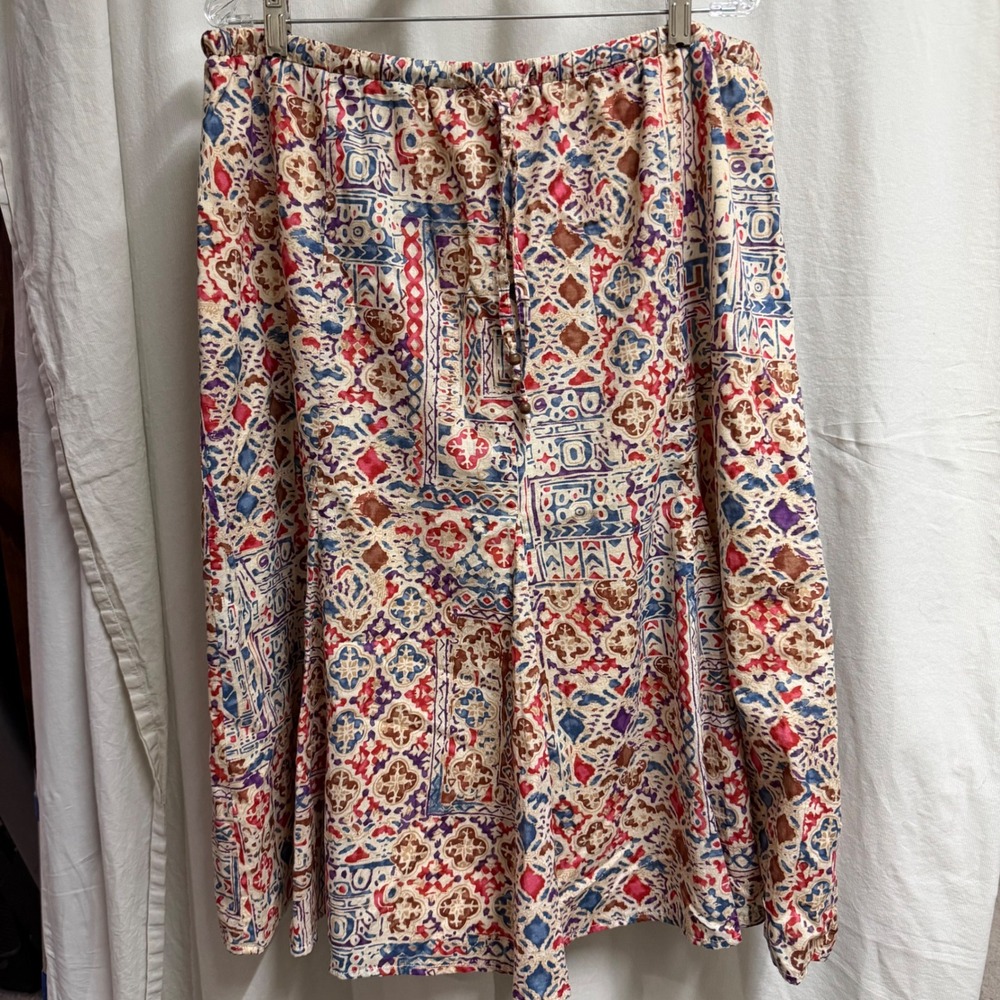 Lauren Ralph Lauren Jeans Co Geometric Mosaic Print Cotton Midi Skirt XL